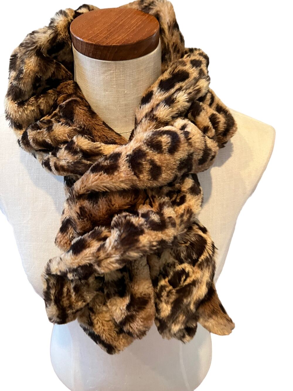 Leopard Print Scrunchy Soft Twisted Scarf